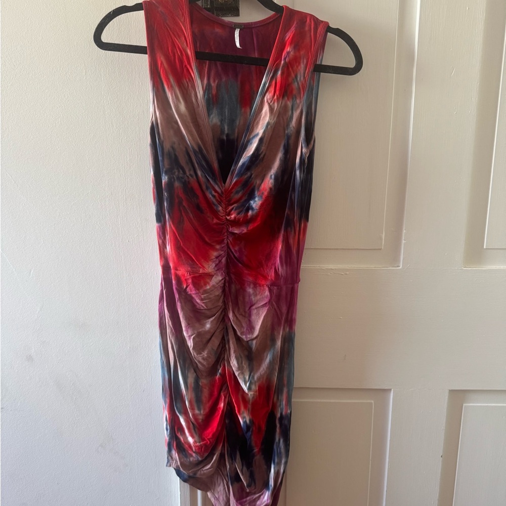 YFB Women's Asymmetrical Sleeveless Ruched V-Neck Dress